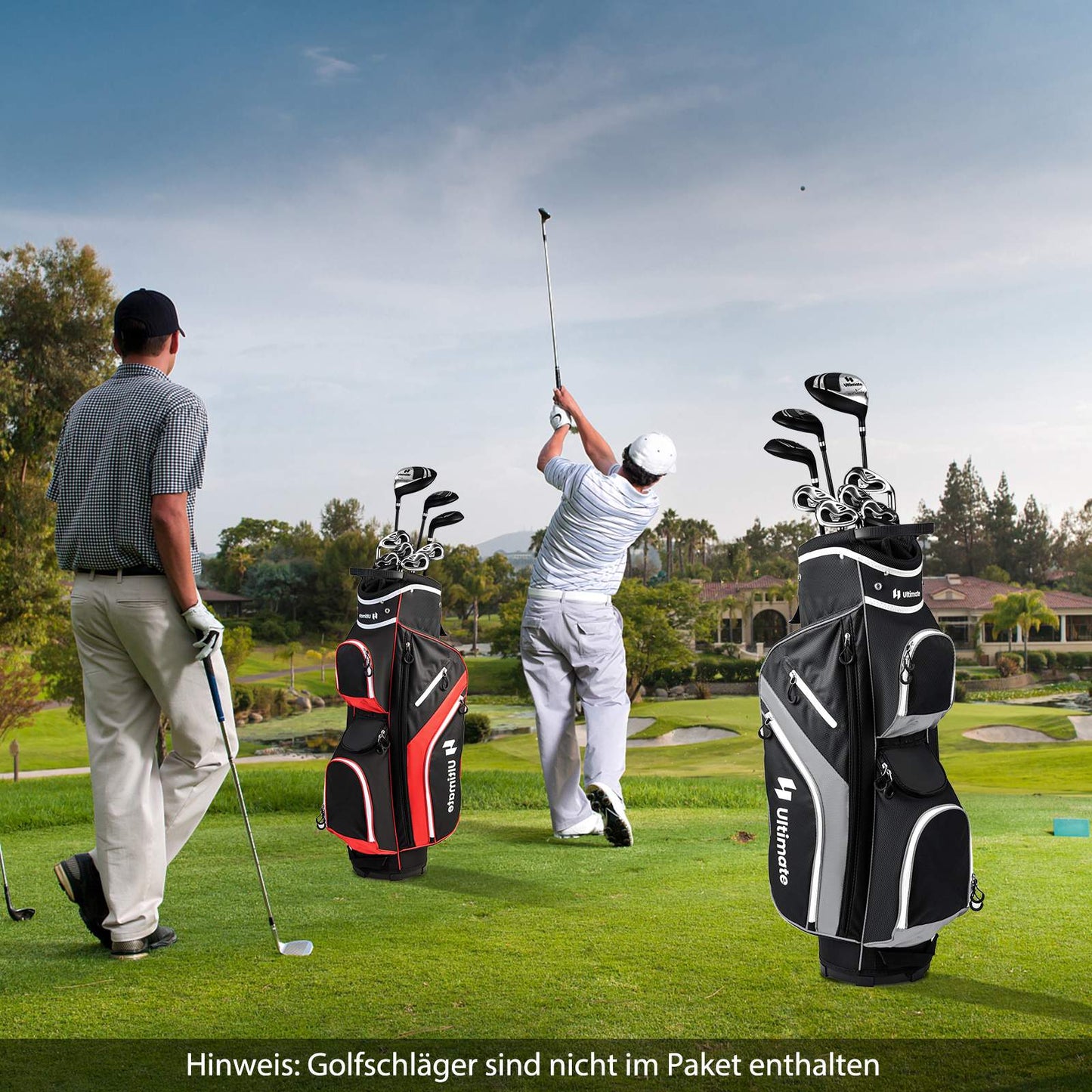 Golf Cart Bag with 14 Dividers, 9 Pockets, Cooler, Gray