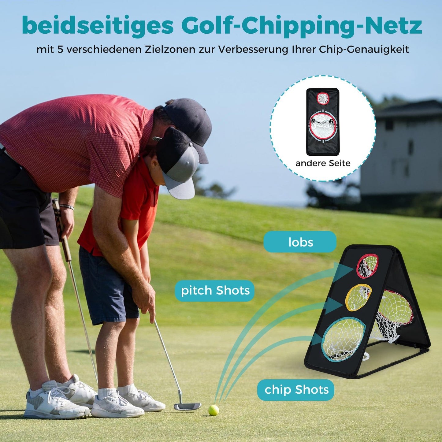 Golf Chipping Net with 5 Targets, Foldable, Weatherproof