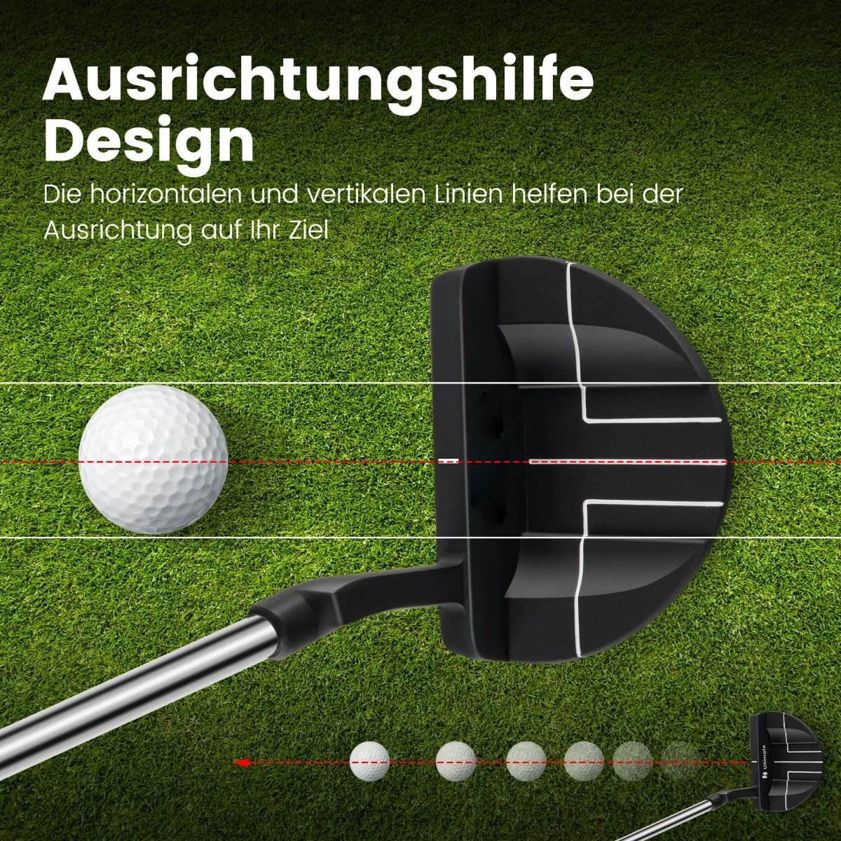 Golf Putter 89 cm stainless steel mallet putter with stainless steel head & non-slip grip