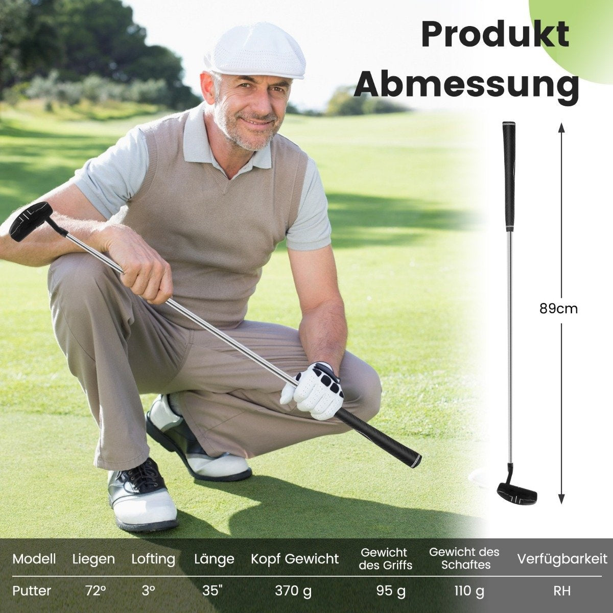 Golf Putter 89 cm stainless steel mallet putter with stainless steel head & non-slip grip