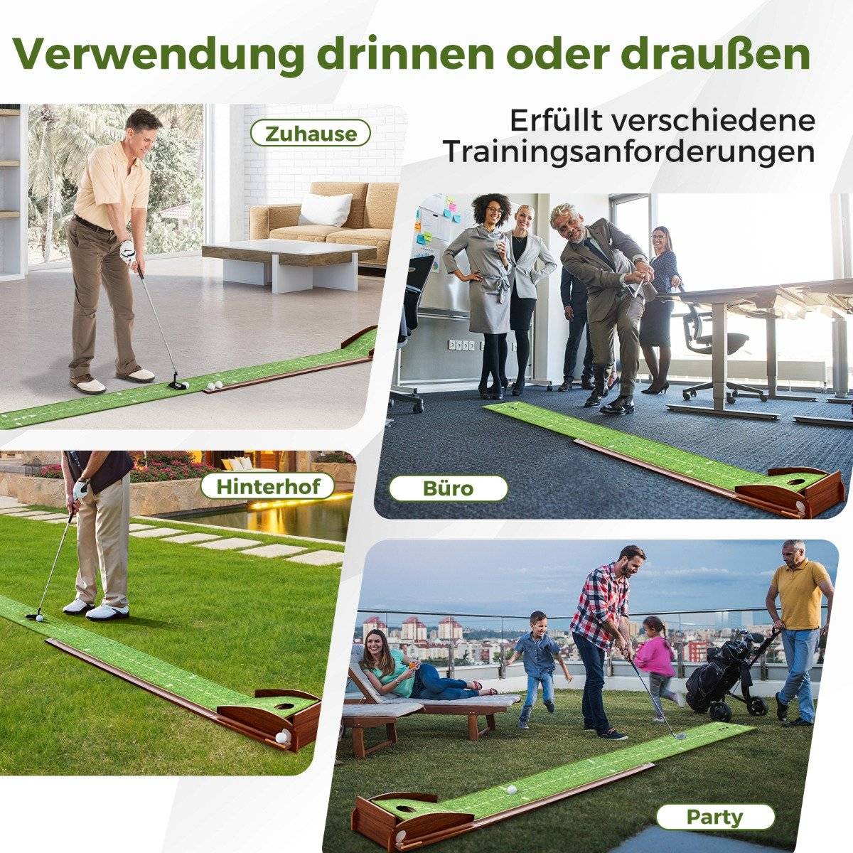 Golf Putting Mat with Auto Ball Return, 1 Hole, 3 Balls