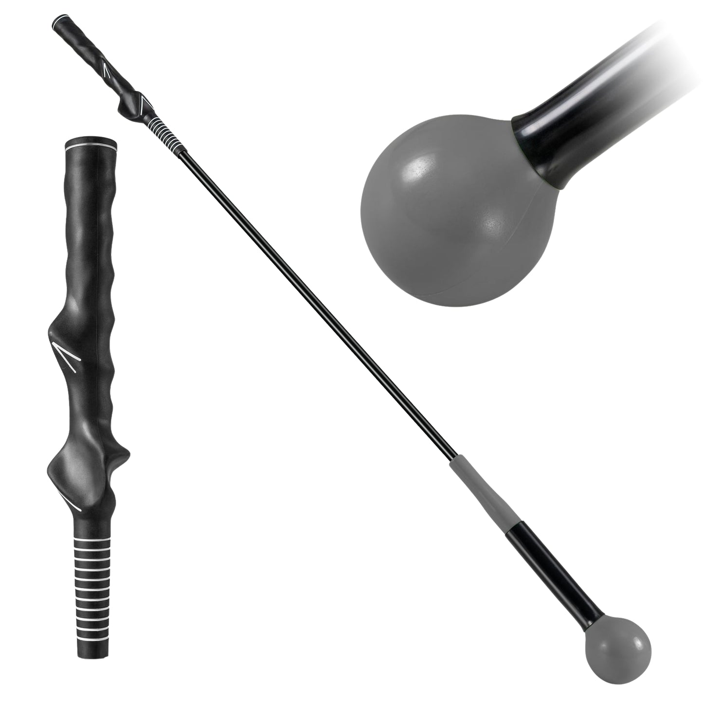 Golf Swing Trainer Aid, 100cm, Weighted Head, Gray