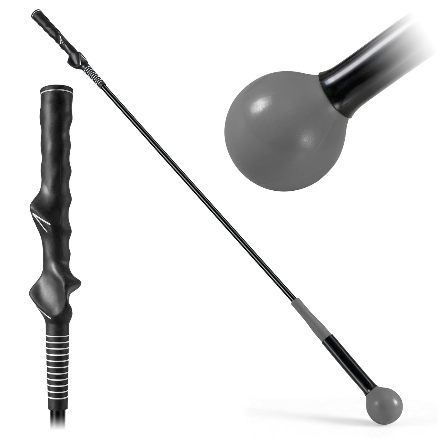 Golf Swing Trainer Aid, 120cm, Weighted Head, Gray