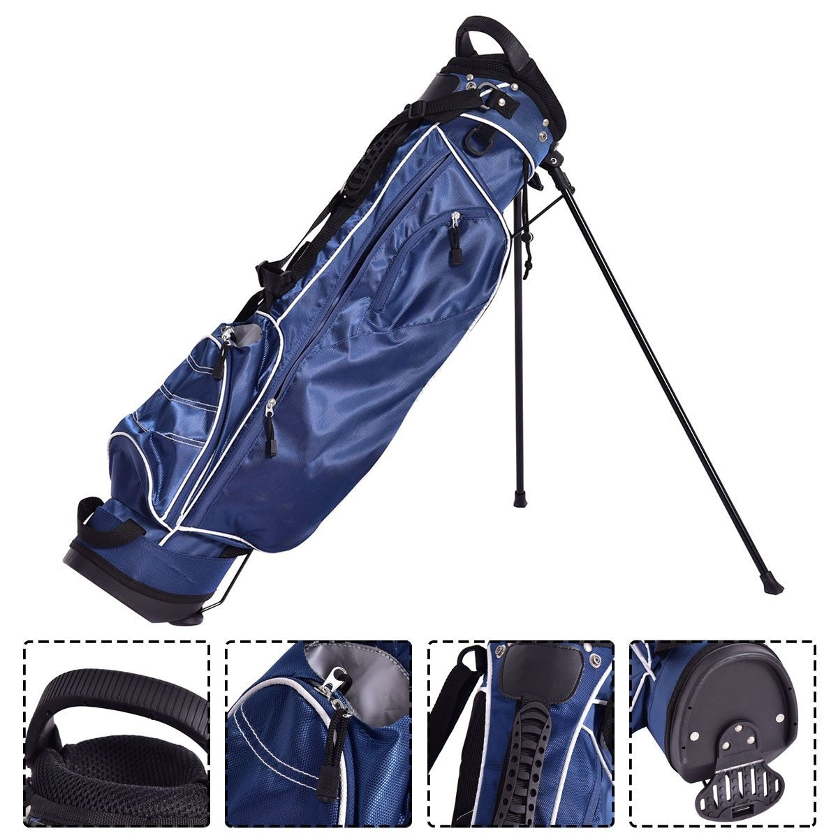 Golf bag 9 inch golf bag pencil bag professional travel bag stand bag with head section and carrying strap-blue
