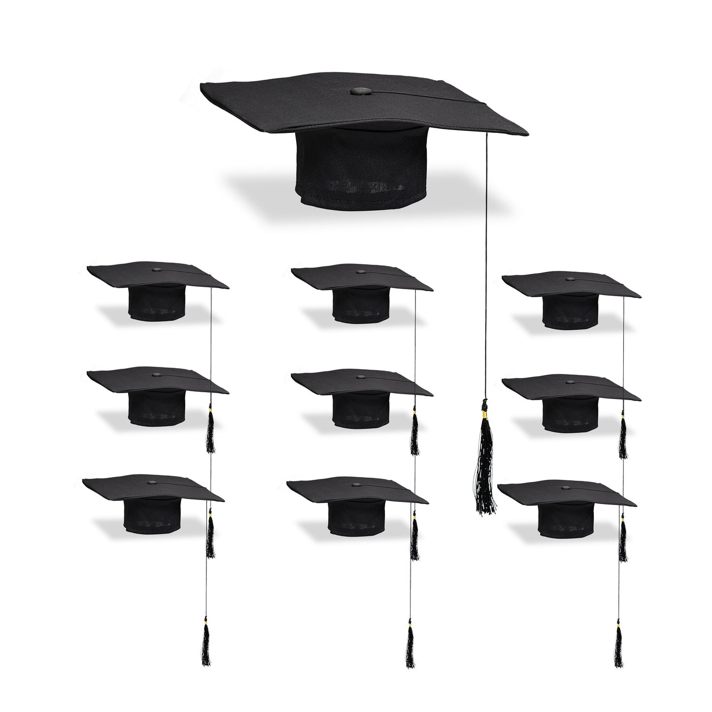 Graduation Caps, Set of 10, Universal Fit