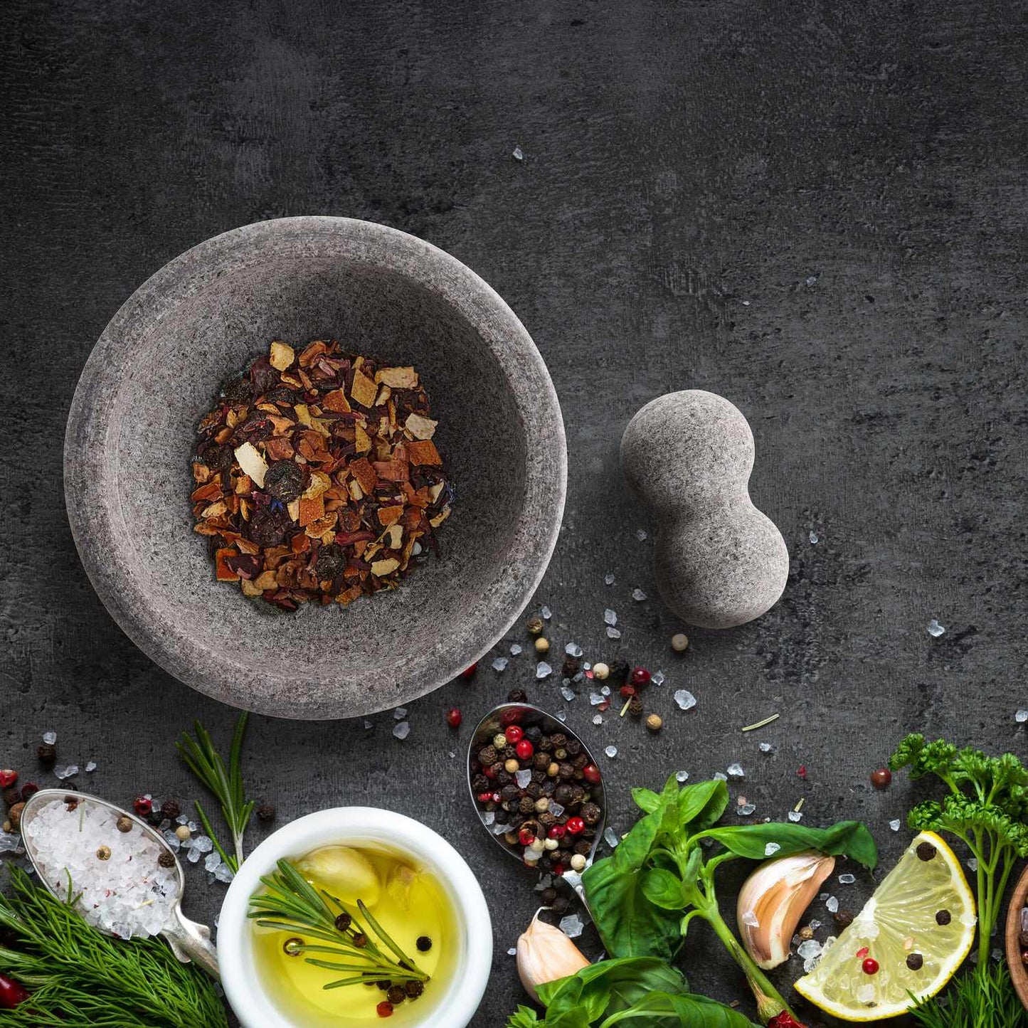 Granite Mortar and Pestle, Round, Efficient Grinding