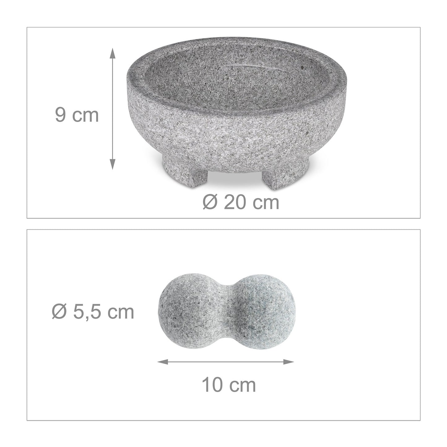 Granite Mortar and Pestle, Round, Efficient Grinding