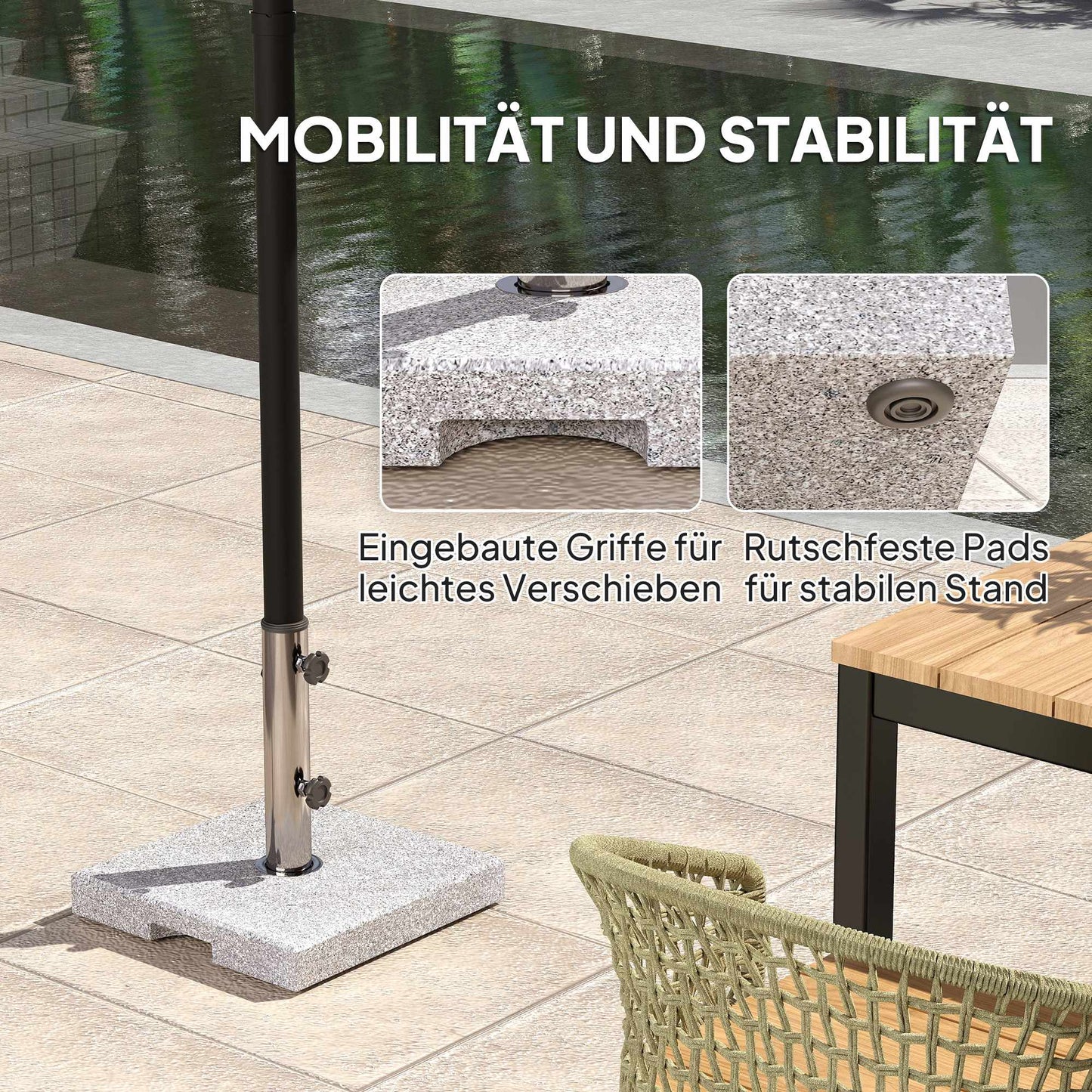 Granite Umbrella Base 21kg, Square Stand for 32/38/48mm