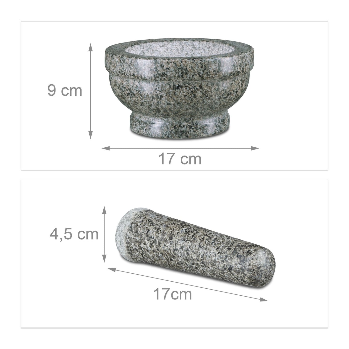 Granite mortar and pestle 17 cm