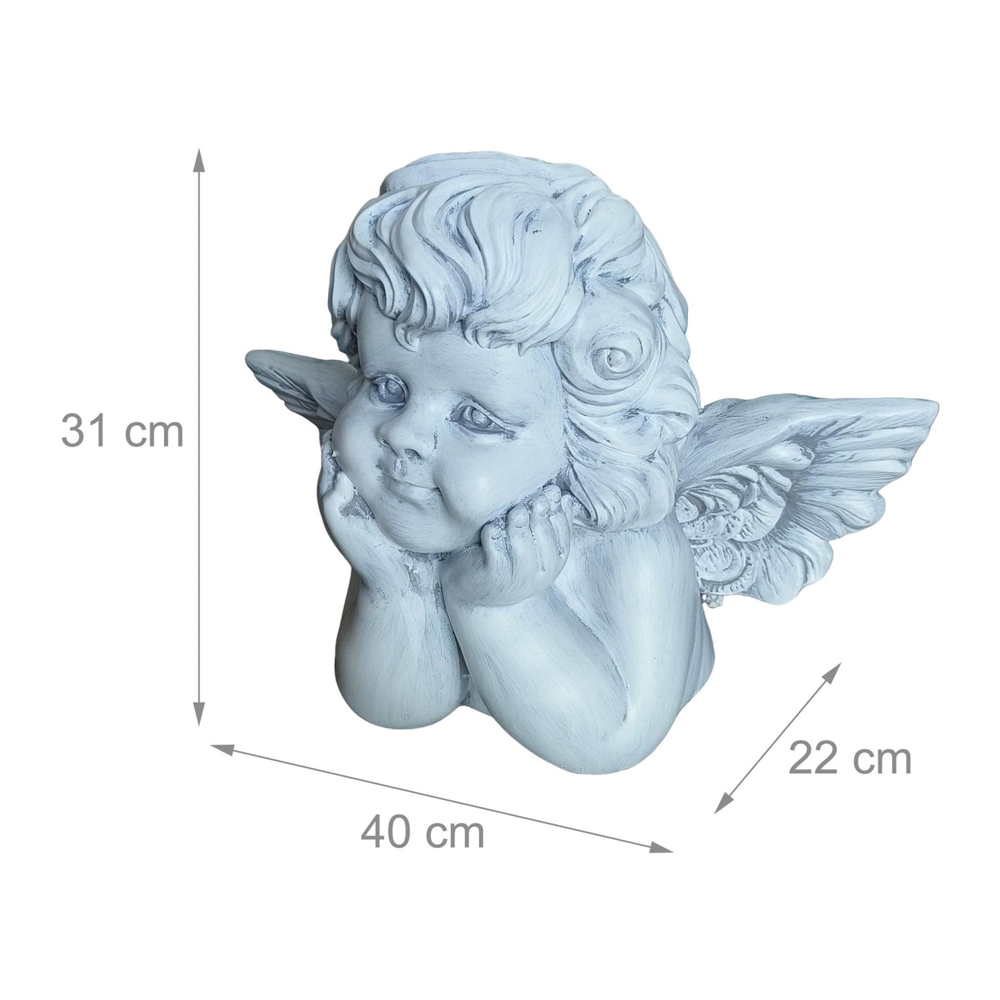 Grave Angel Statue, 31 cm, Polyresin, Weather-Resistant