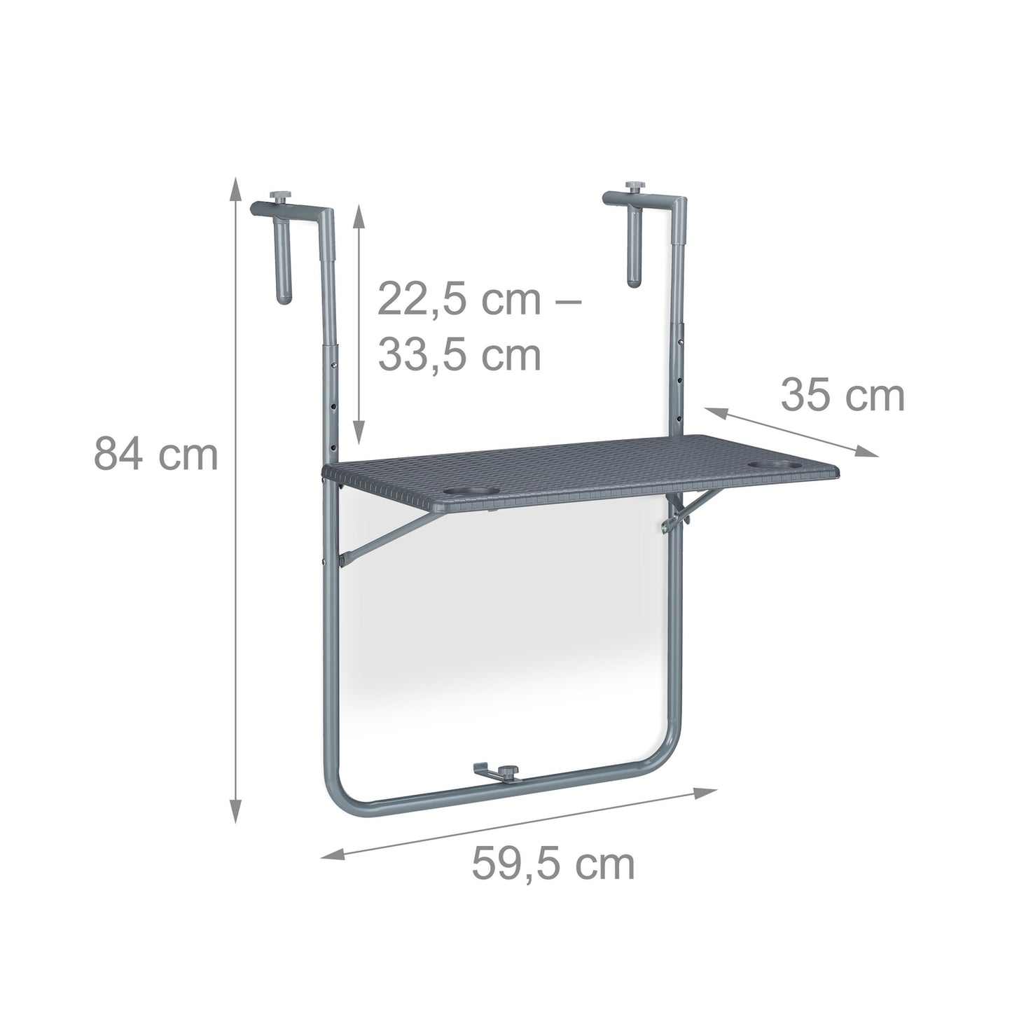 Gray Balcony Hanging Table Foldable