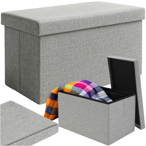 Gray Fabric Pouf, 60x30x30 cm