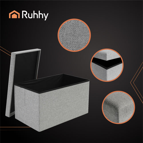Gray Fabric Pouf, 60x30x30 cm