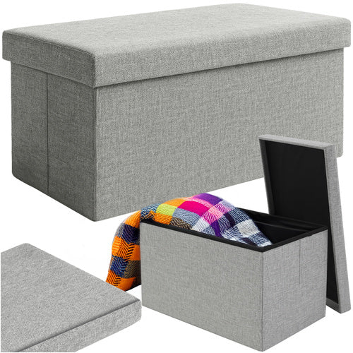 Gray Fabric Pouf, 76x38x38 cm, Ottoman Seat