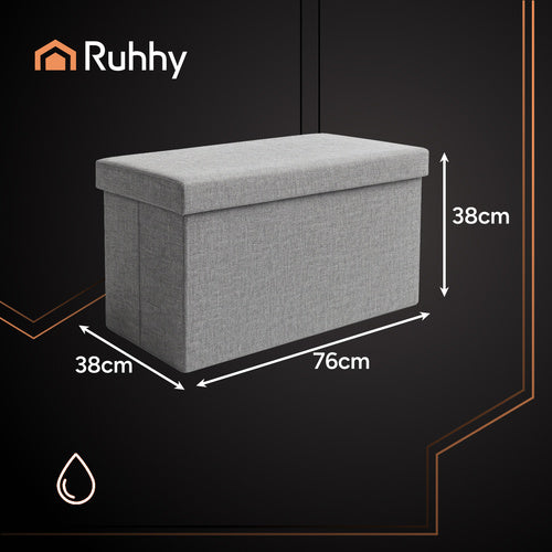 Gray Fabric Pouf, 76x38x38 cm, Ottoman Seat