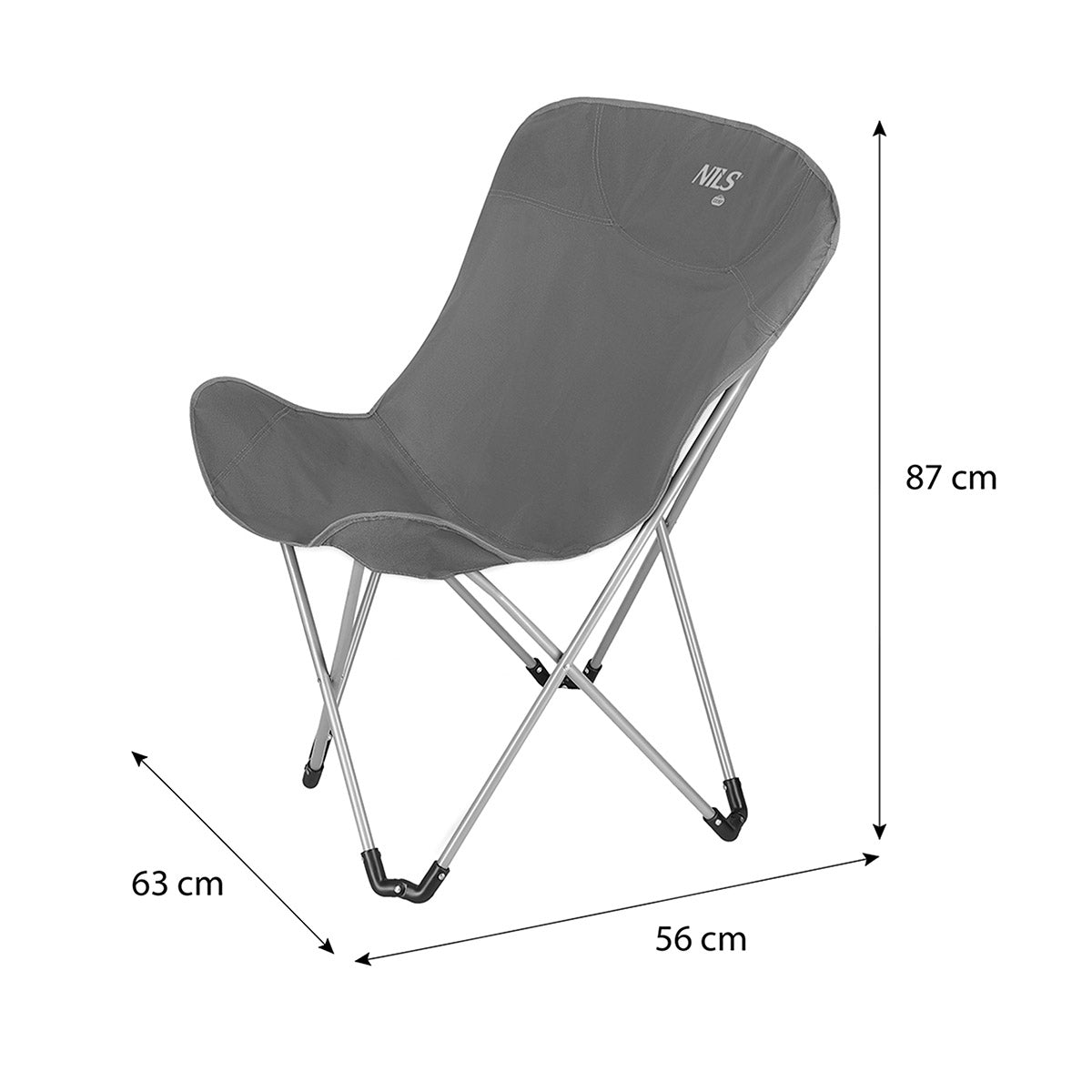Gray Folding Camping Chair, Lightweight, Portable