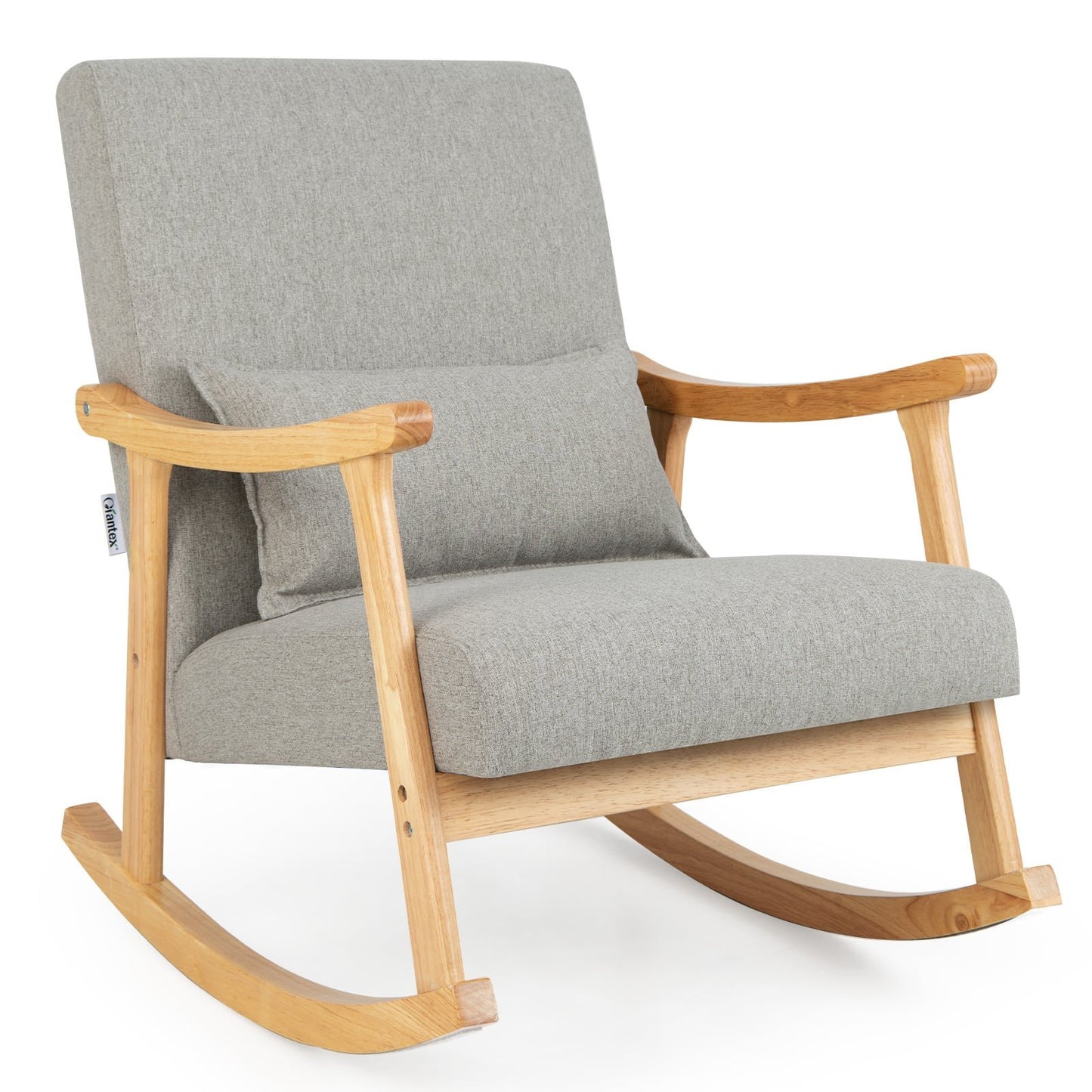 Gray Indoor Rocking Chair with High Back & Cushion