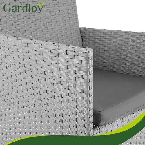 Gray Rattan Garden Furniture Set – 2 Chairs, Sofa, Table