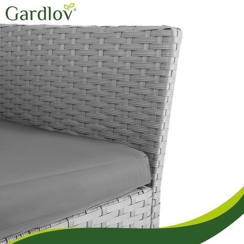 Gray Rattan Garden Furniture Set – 2 Chairs, Sofa, Table