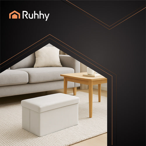 Gray Velvet Pouf, 60x30x30 cm, Ottoman Seat