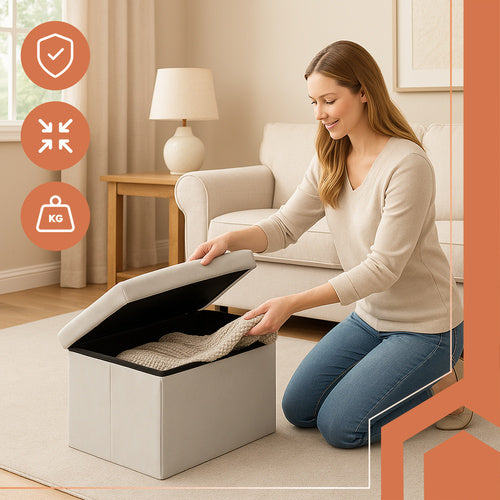 Gray Velvet Pouf, 60x30x30 cm, Ottoman Seat