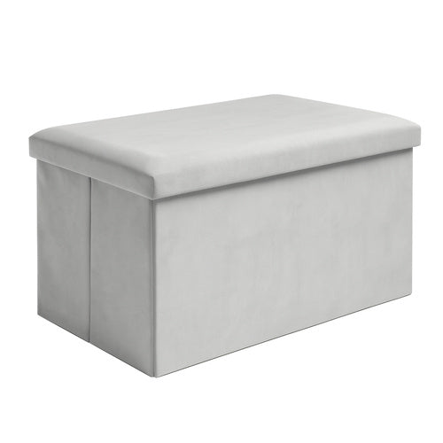 Gray Velvet Pouf, 60x30x30 cm, Ottoman Seat
