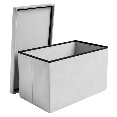 Gray Velvet Pouf, 60x30x30 cm, Ottoman Seat