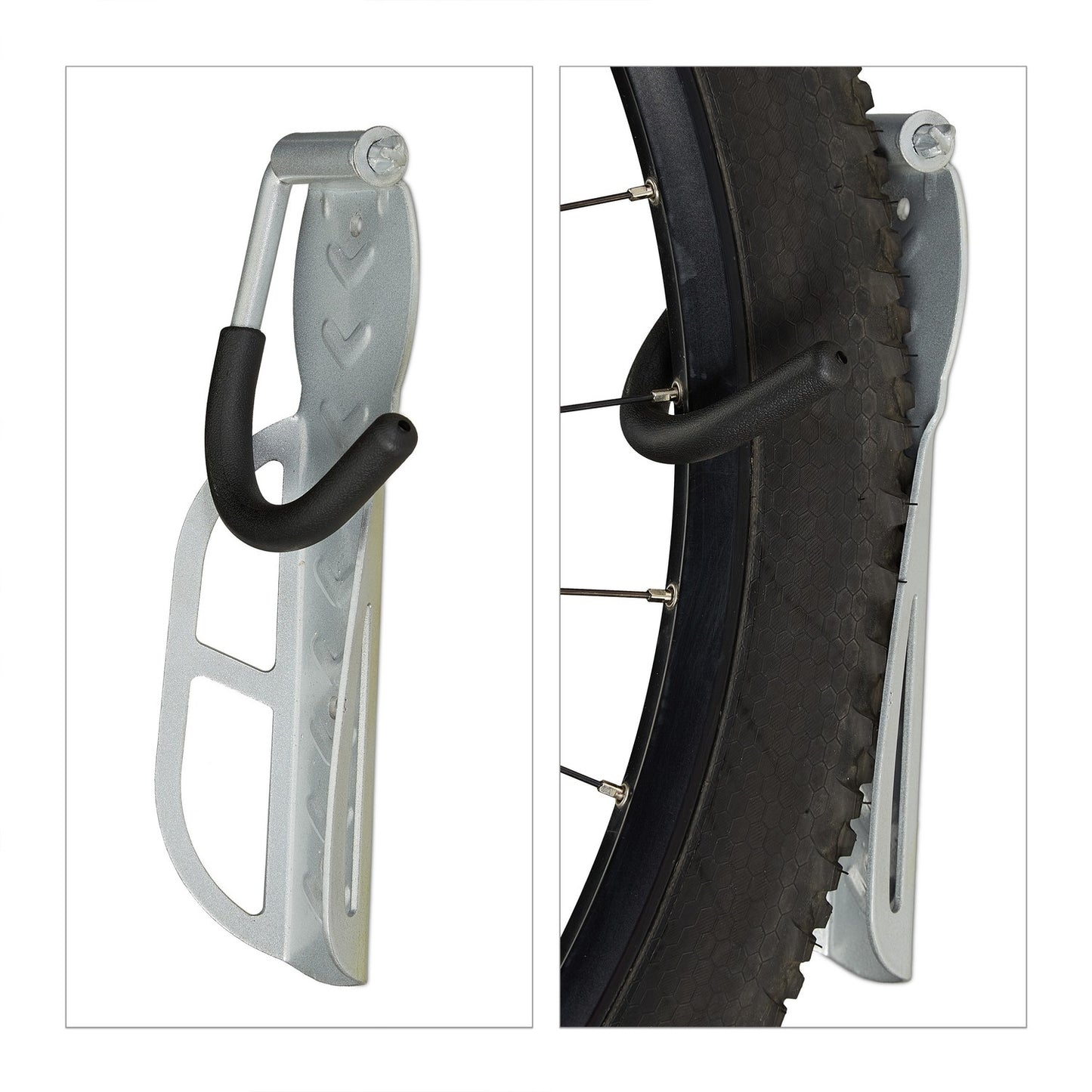 Gray bike holder wall set of 2