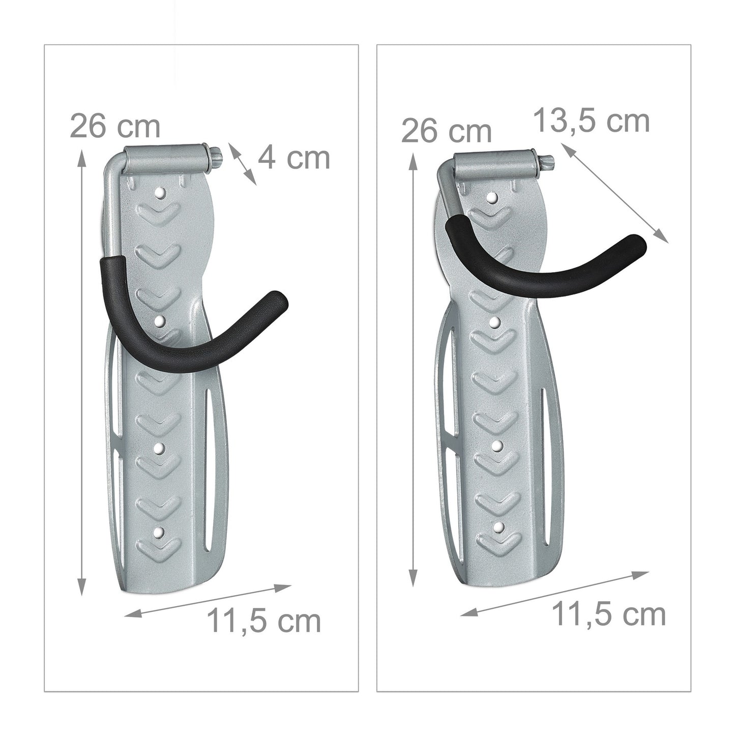 Gray bike holder wall set of 2