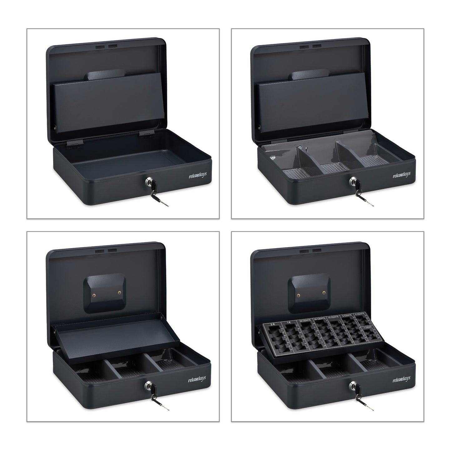 Gray cash box with 2 keys