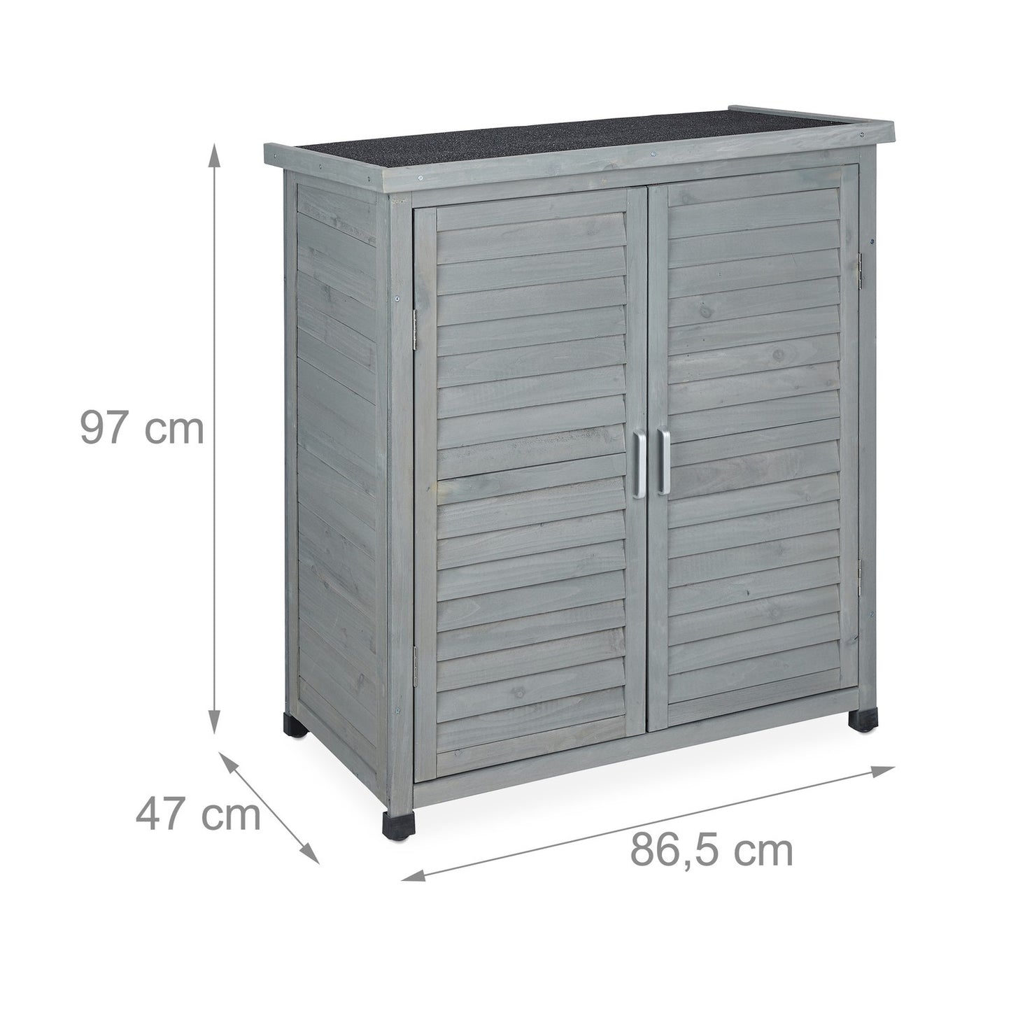 Gray garden cabinet with 3 compartments