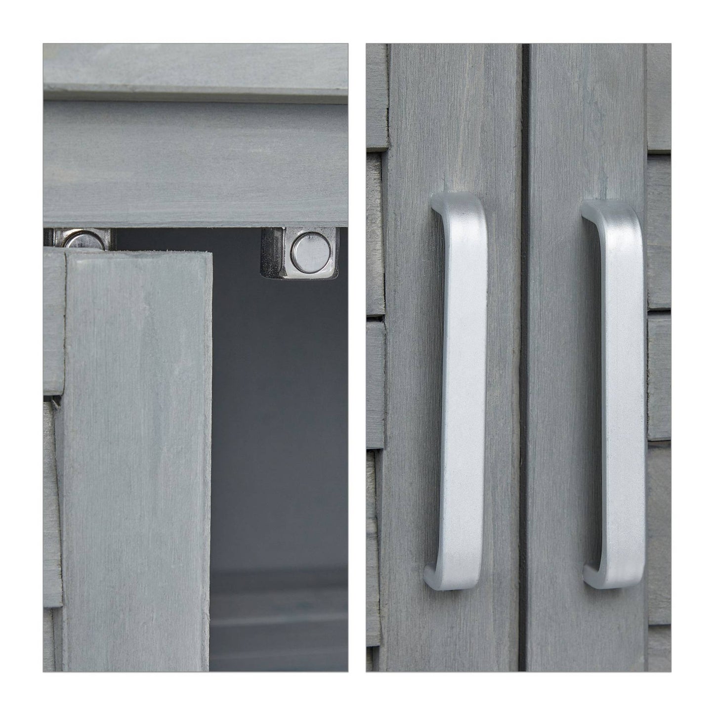 Gray garden cabinet with 3 compartments