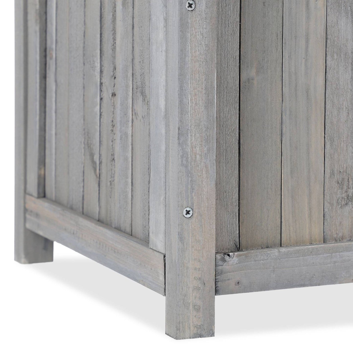 Gray planter box with trellis