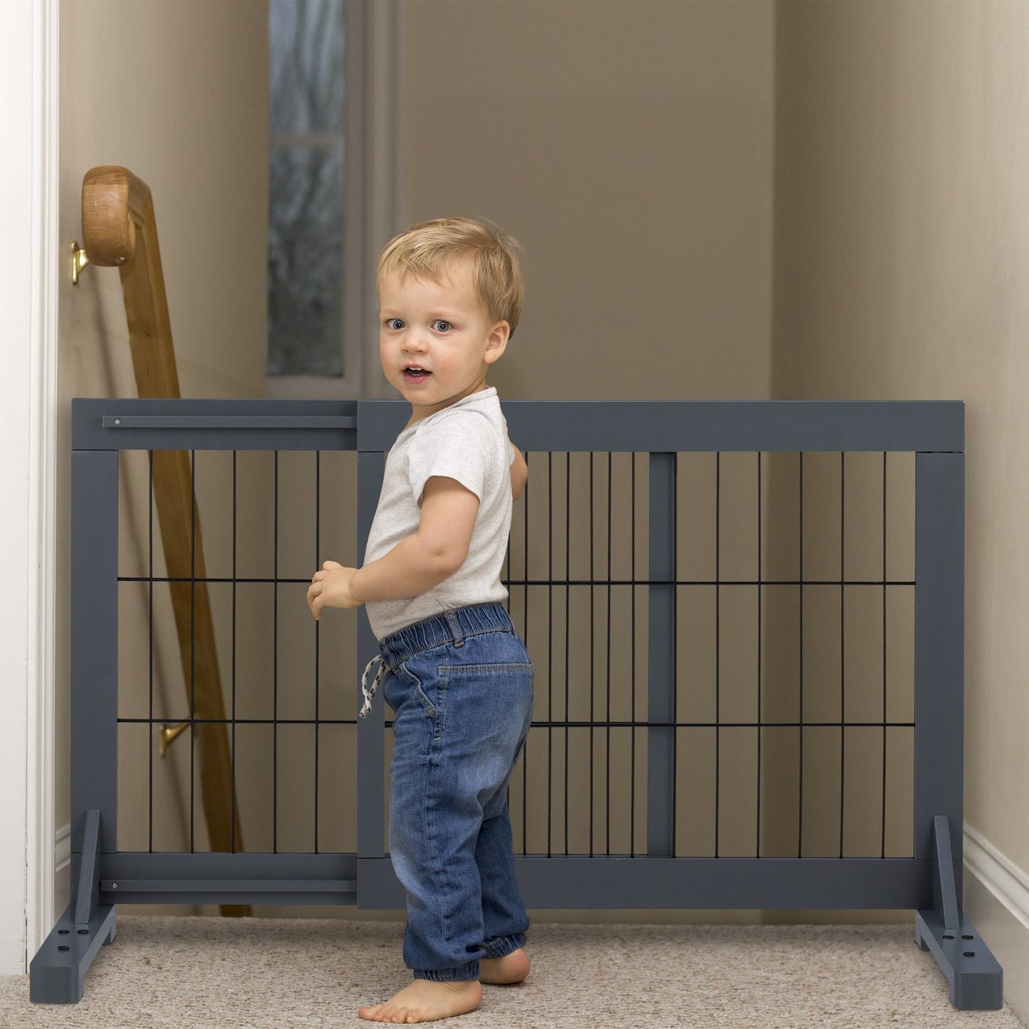 Gray retractable security gate