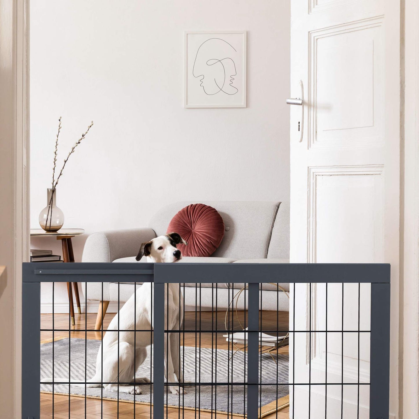 Gray retractable security gate