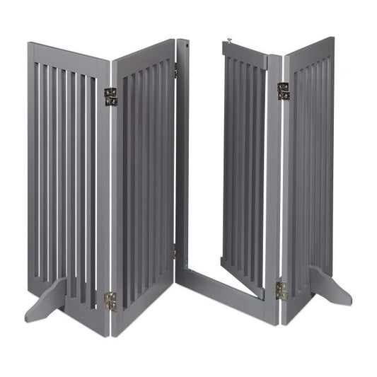 Gray security gate with door 92 cm