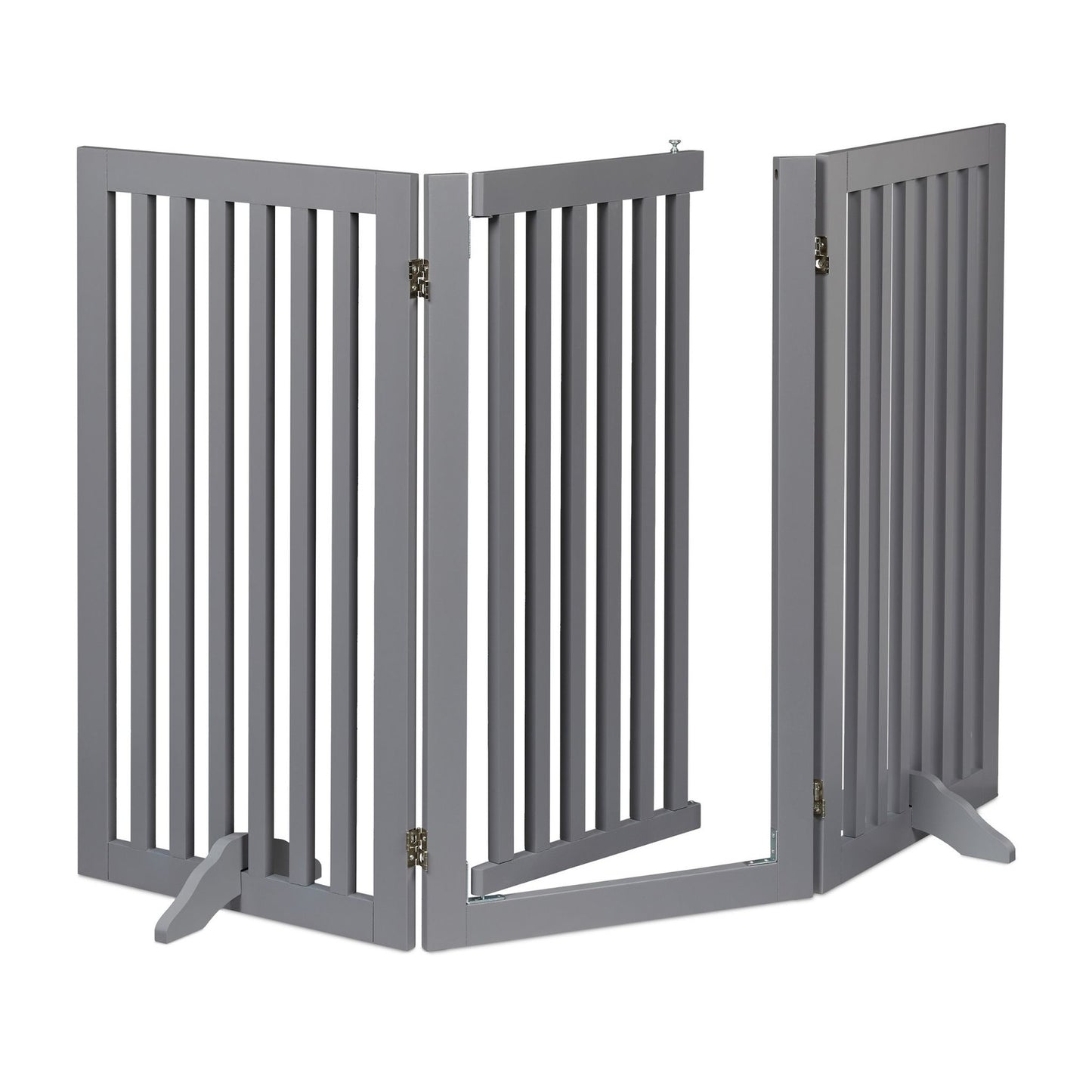 Gray security gate with door 92 cm