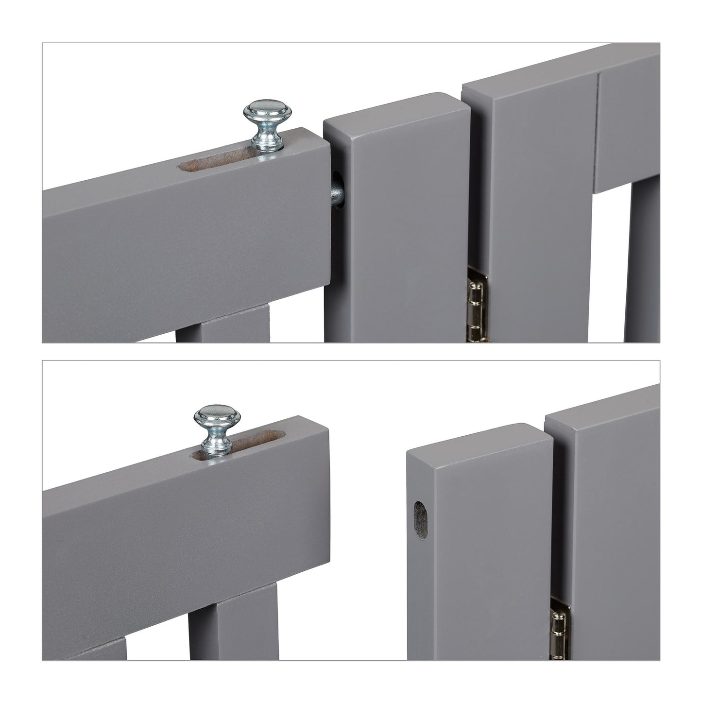 Gray security gate with door 92 cm