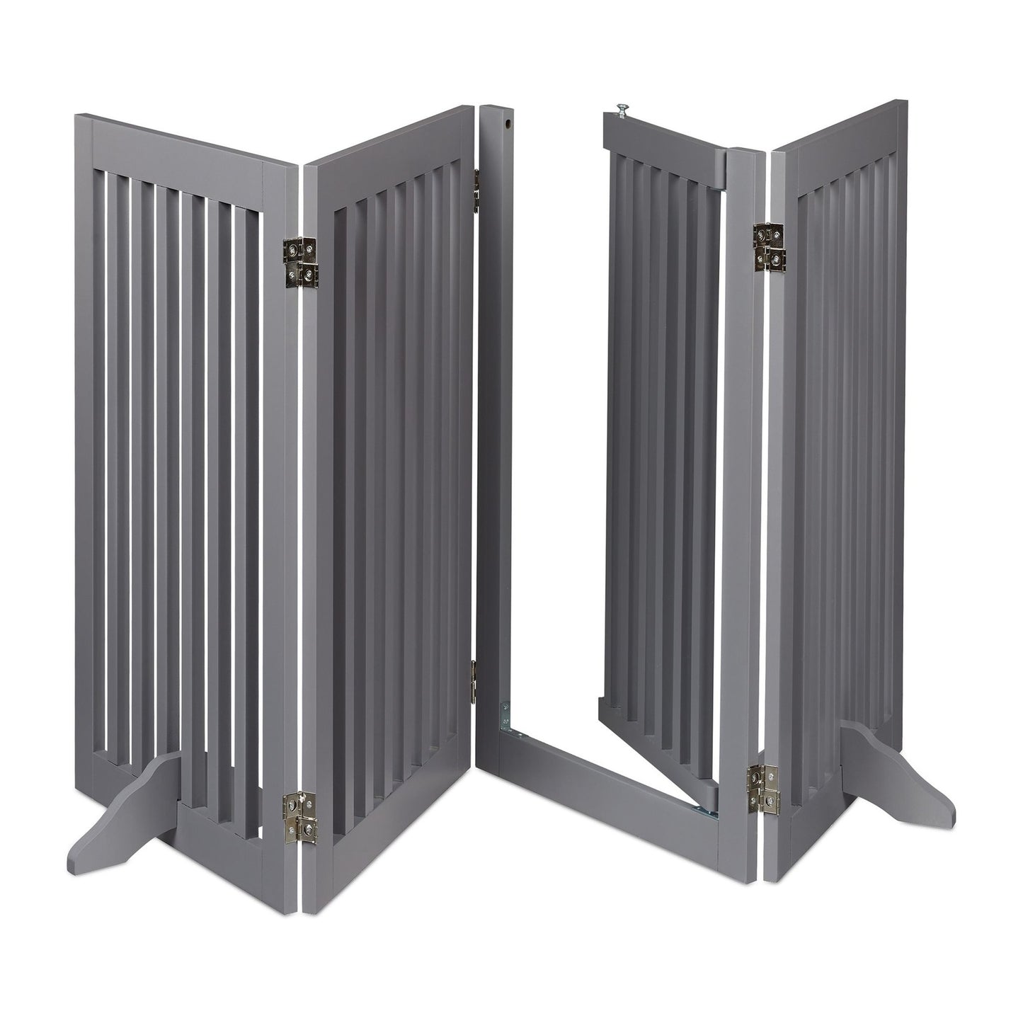Gray security gate with door 92 cm