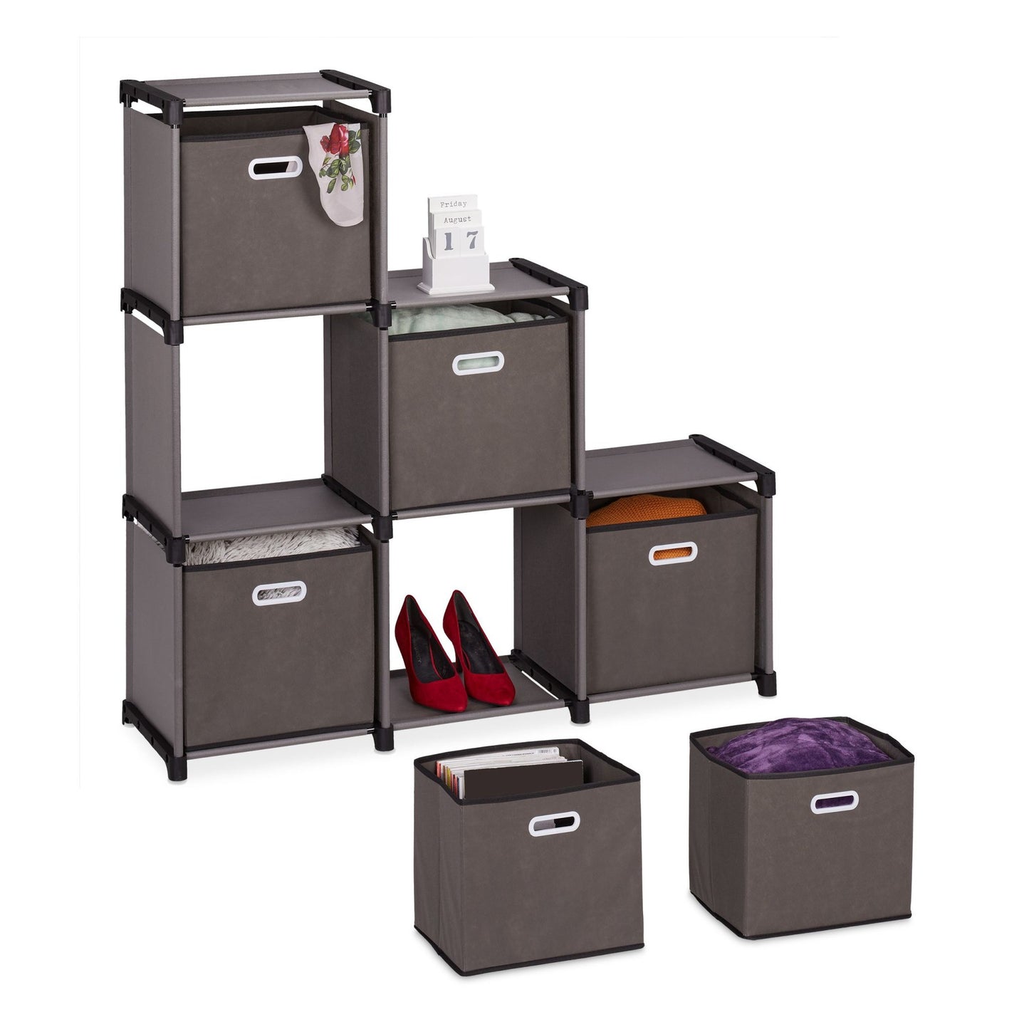 Gray shelf with 6 compartments