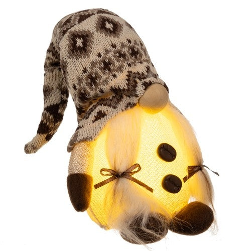 Gray standing gnome with LED 23754