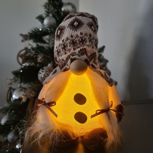 Gray standing gnome with LED 23754