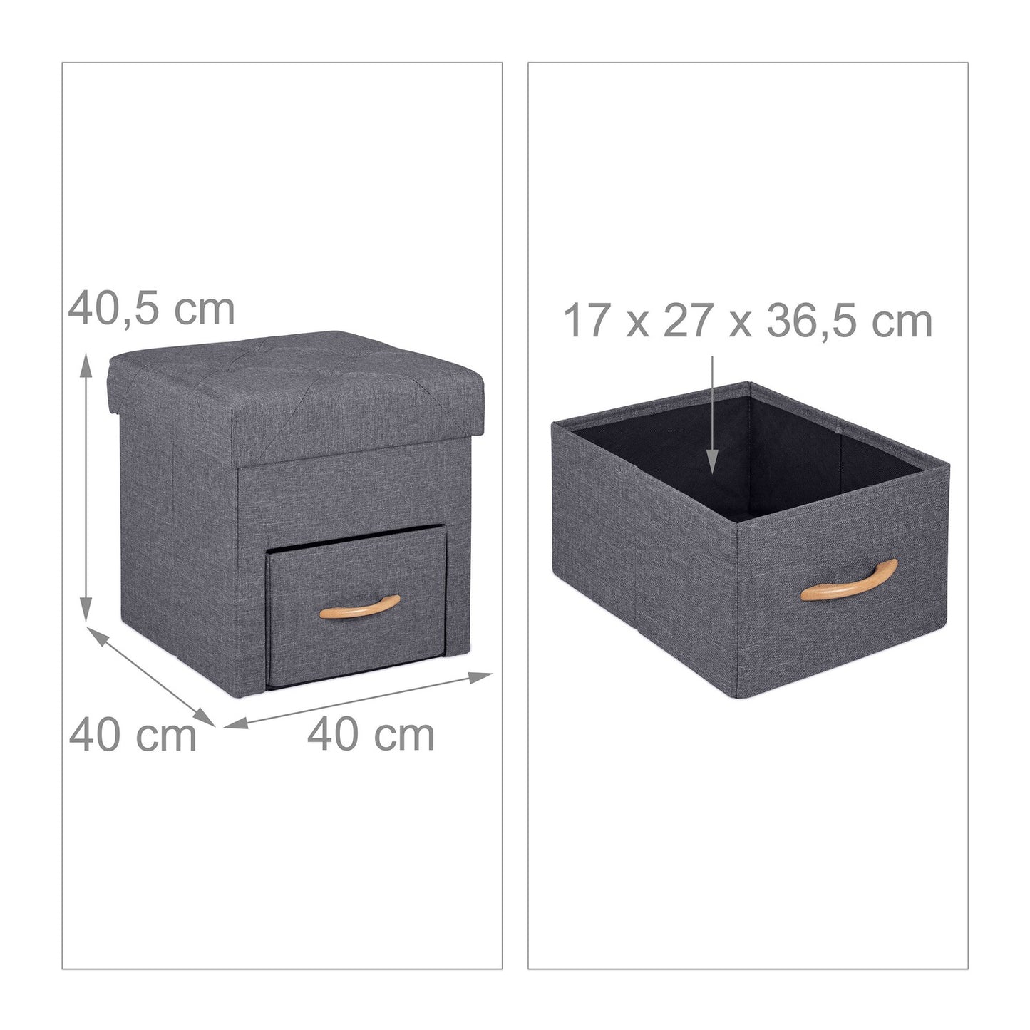 Gray stool with storage space