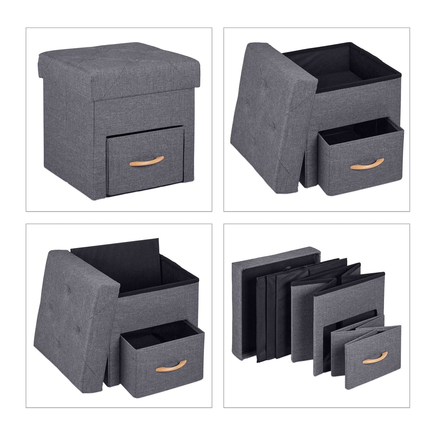 Gray stool with storage space