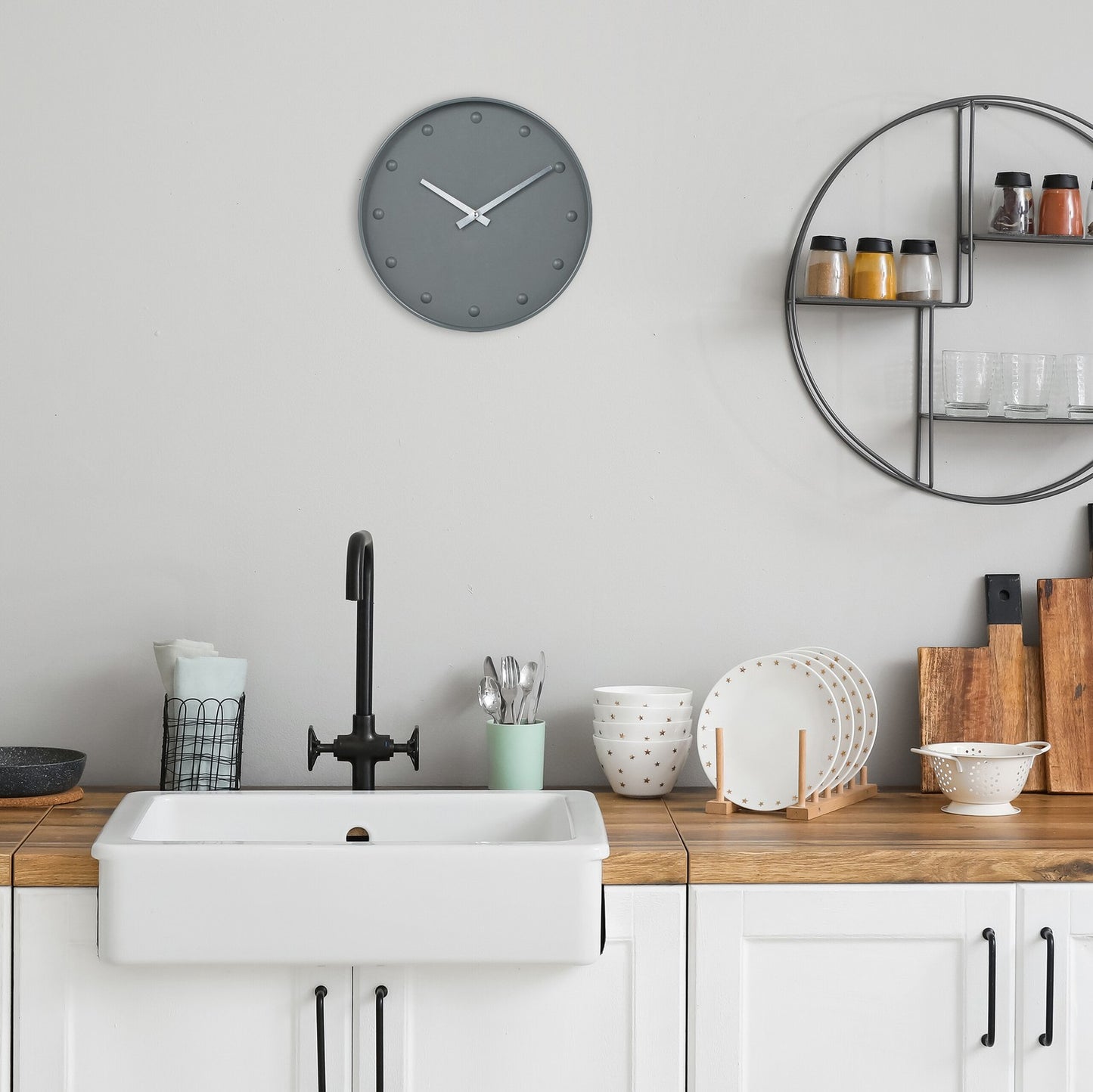 Gray wall clock