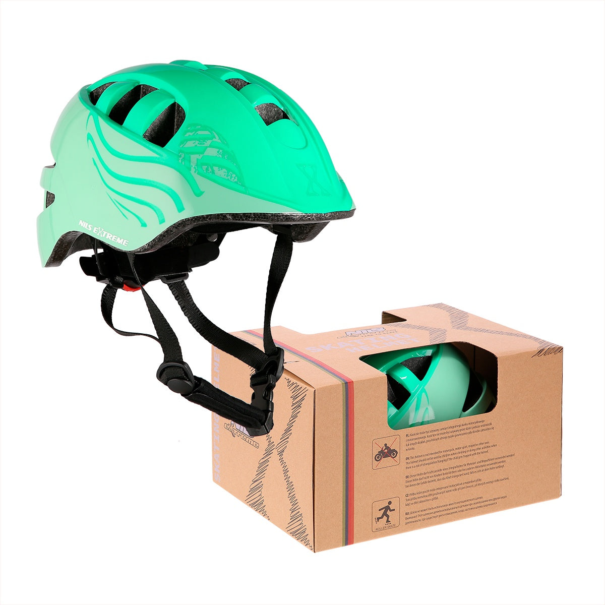 Green Bike Helmet, Size S (52-56cm), Nils Extreme