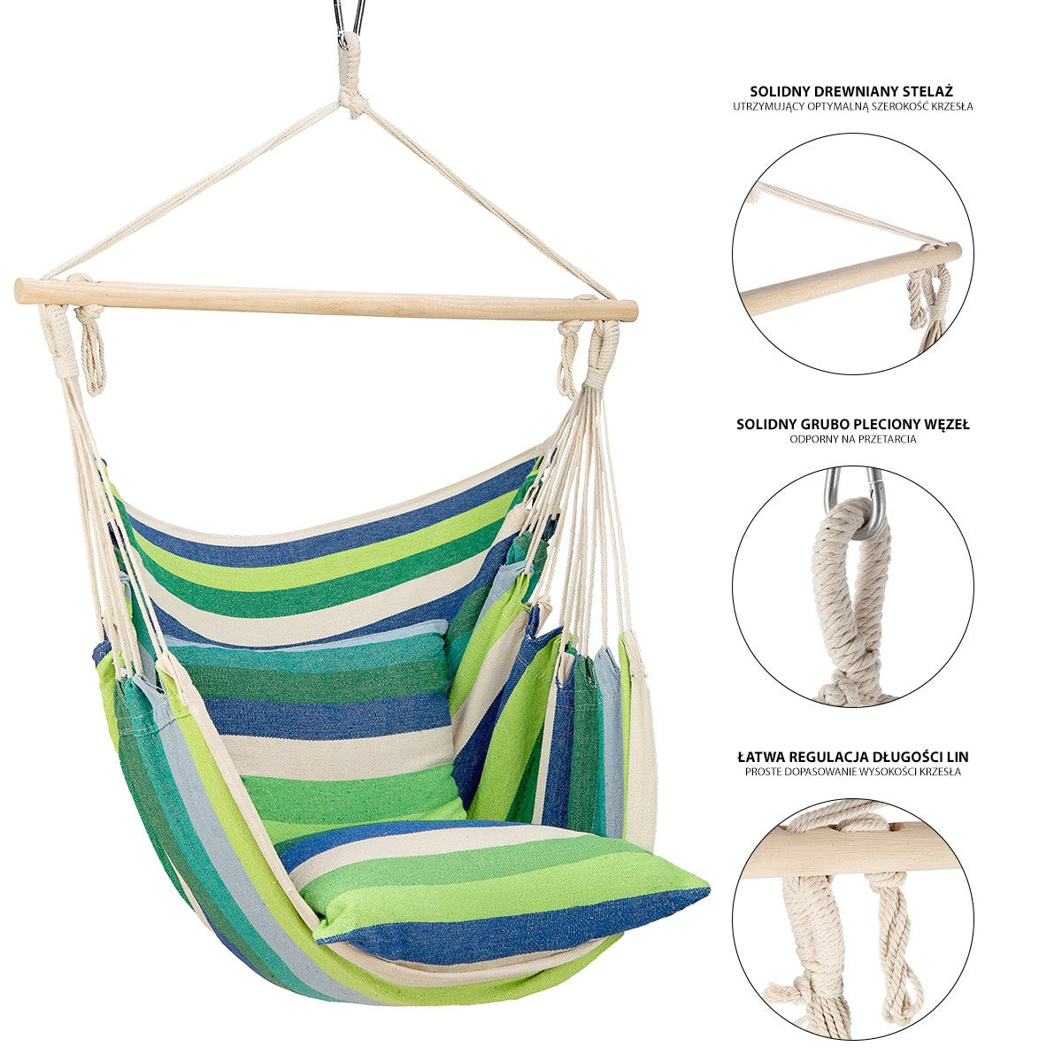 Green Brazilian Hammock Chair, Outdoor Hanging Seat