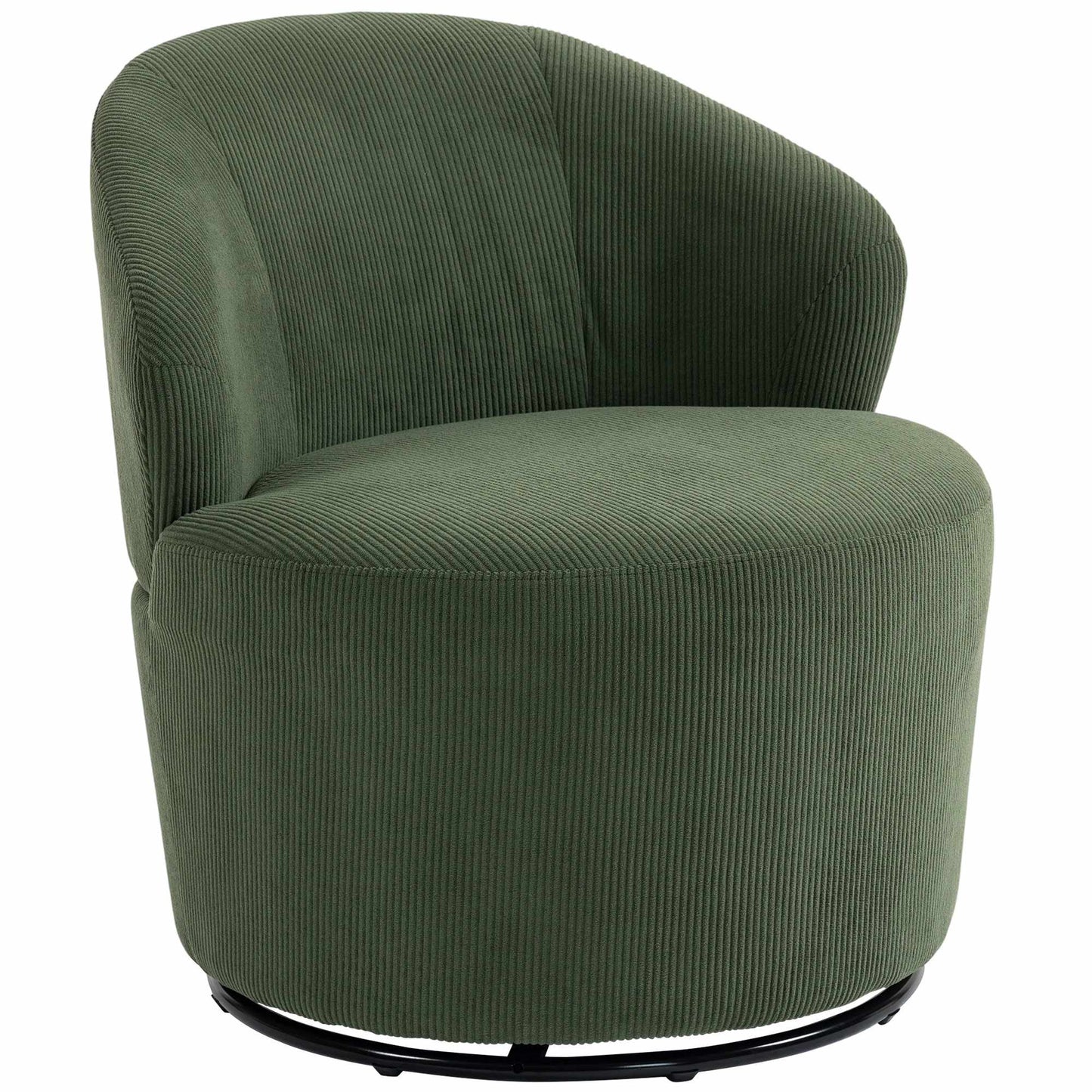 Green Corduroy Swivel Chair, 360 Rotation, Ergonomic Back