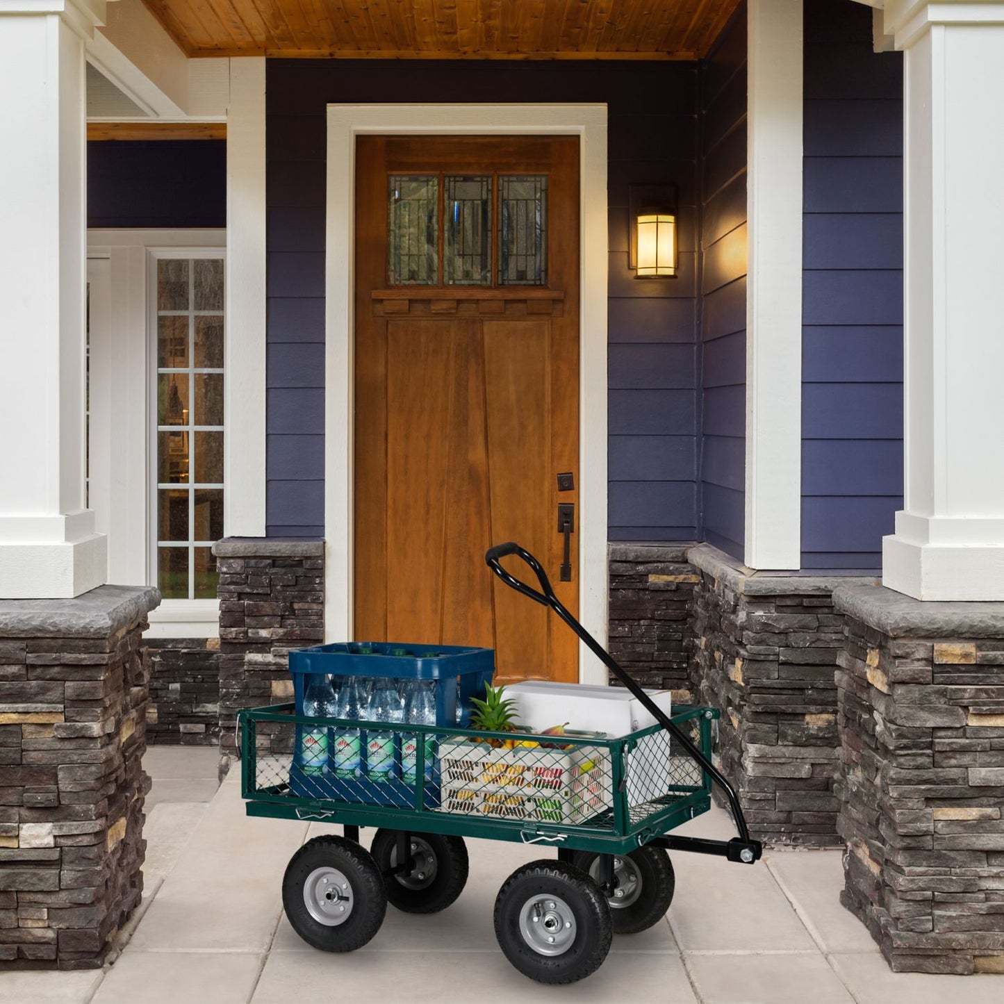 Green Heavy-Duty Cart with Folding Sides