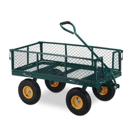 Green Heavy-Duty Cart with Yellow Rims